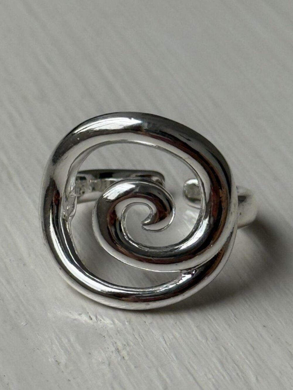 925 Sterling Silver Spiral Ring Adjustable Open Band Minimalist